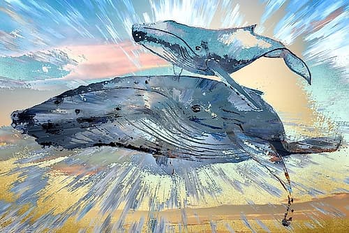Two Blue Whales Art Print