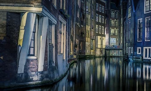 Calm Night On the Canal Landscape Print