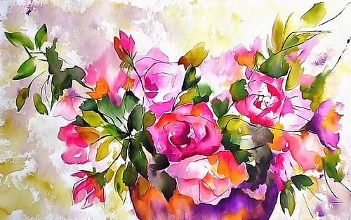 Potted Roses Art Print