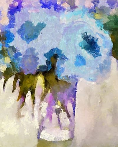 Glass Of Blue Flowers Art Print