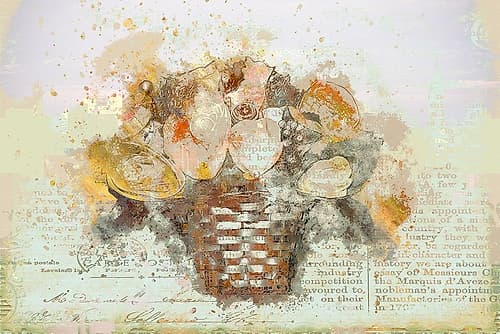 Basket of Flowers I Art Print