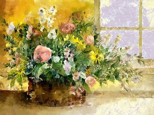 Basket of Flowers II Art Print