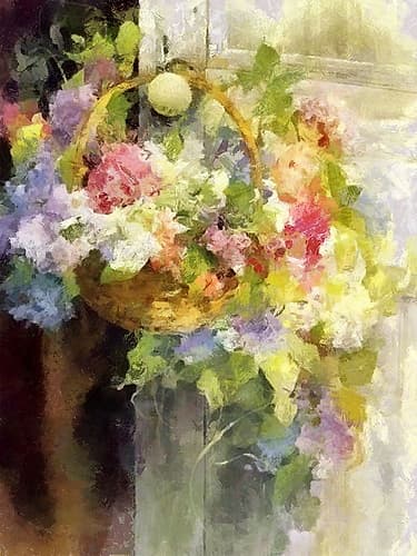 Basket of Flowers IV Art Print