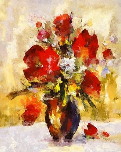 Red Flowers For Amelia Art Print