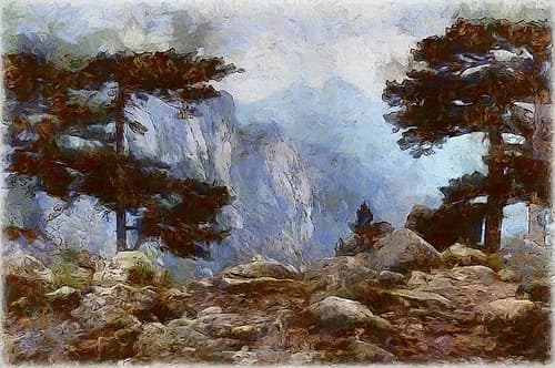 Mountain Top View. Landscape Print