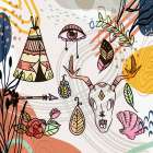 Boho Elements Collage 256 Art Print