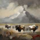 Buffalo in the Mist Art Print