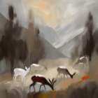 Deer in the Meadow Art Print