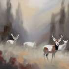 Deer in the Mist Art Print