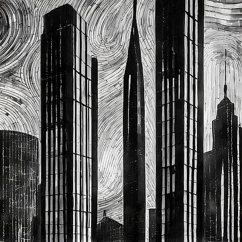 Monochrome Metropolis Abstract Art Print