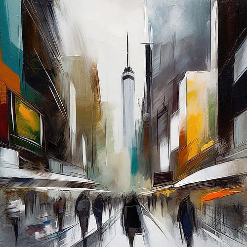 Silhouettes of the City Abstract Art Print