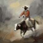 Steer Roping Art Print