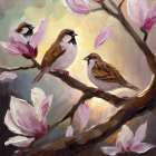 The Sprightly Sparrows Art Print