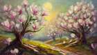 Magnolias Glow Art Print