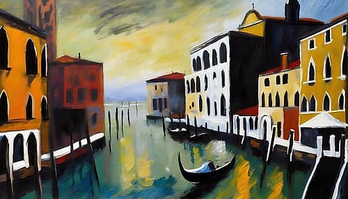 Sunset On the Canal II Abstract Art Print