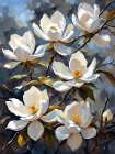 Blossoming Magnolias II Art Print