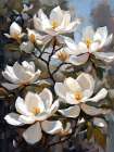 Blossoming Magnolias III Art Print
