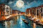 Boats In The Night Art Print