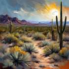 Cactus Moonlight Art Print