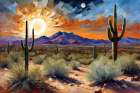Cactus Sunset Art Print