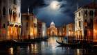 Canal At Night Art Print