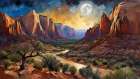 Canyon At Dusk Art Print
