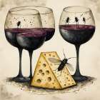 Cheese And Wine Art Print
