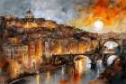 City At Sunset Art Print