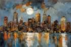 Cityscape Moonrise Art Print