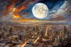 Full Moon Cityscape Art Print