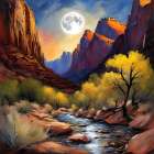 Full Moon In The Desert Art Print