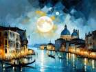 Full Moon Night Coastal Print