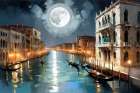 Full Moon On Canal Coastal Print