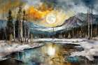 Full Moon Over Frozen Lake Art Print