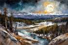 Full Moon Over Mountains Art Print