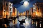 Gondola Under Moonlight Coastal Print