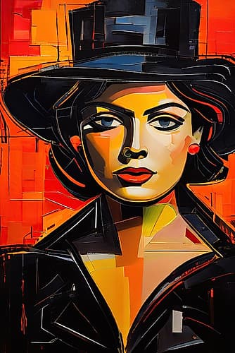 Lady In Black And Yellow Abstract Art Print