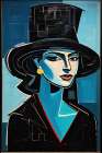 Lady with a Black Top Hat Art Print