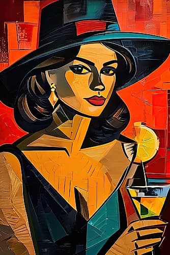 Lady With A Cocktail Abstract Art Print