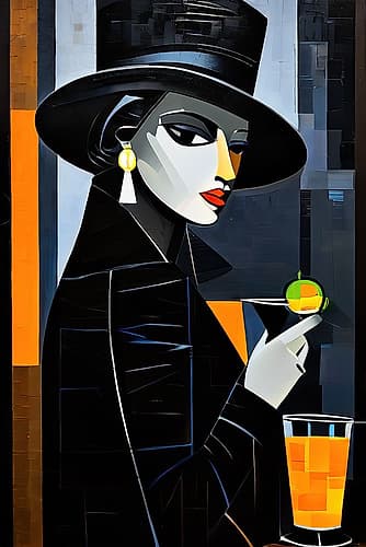 Lady With A Drink Abstract Art Print