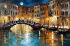 Moonlight Canal Art Print