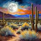 Moonlight In The Desert Art Print