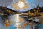 Moonlight On The River Art Print