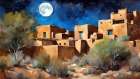 Moonlight Over Pueblo Art Print