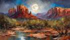 Moonlight Over Sedona I Art Print