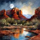 Moonlight Over Sedona Art Print