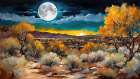 Moonlit  Pueblo Night Art Print