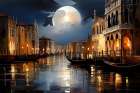 Moonlit Canal Coastal Print