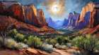 Moonlit Desert Oasis Art Print