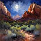 Moonlit Desert Path Art Print
